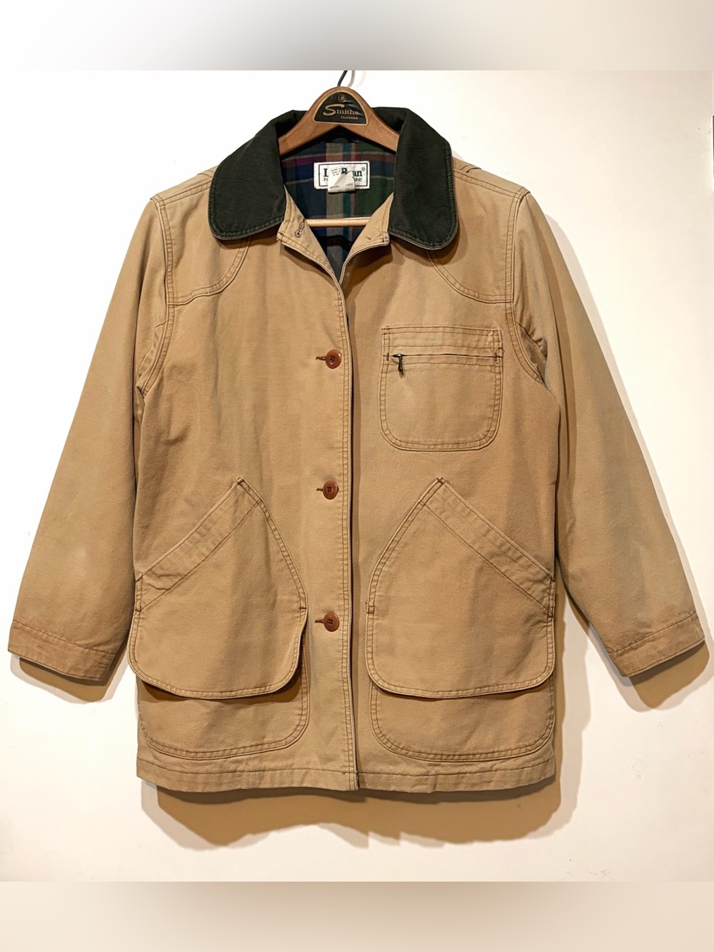 Vintage L.L. Bean Original Field Coat / Barn Jacket with Plaid Flannel Lining